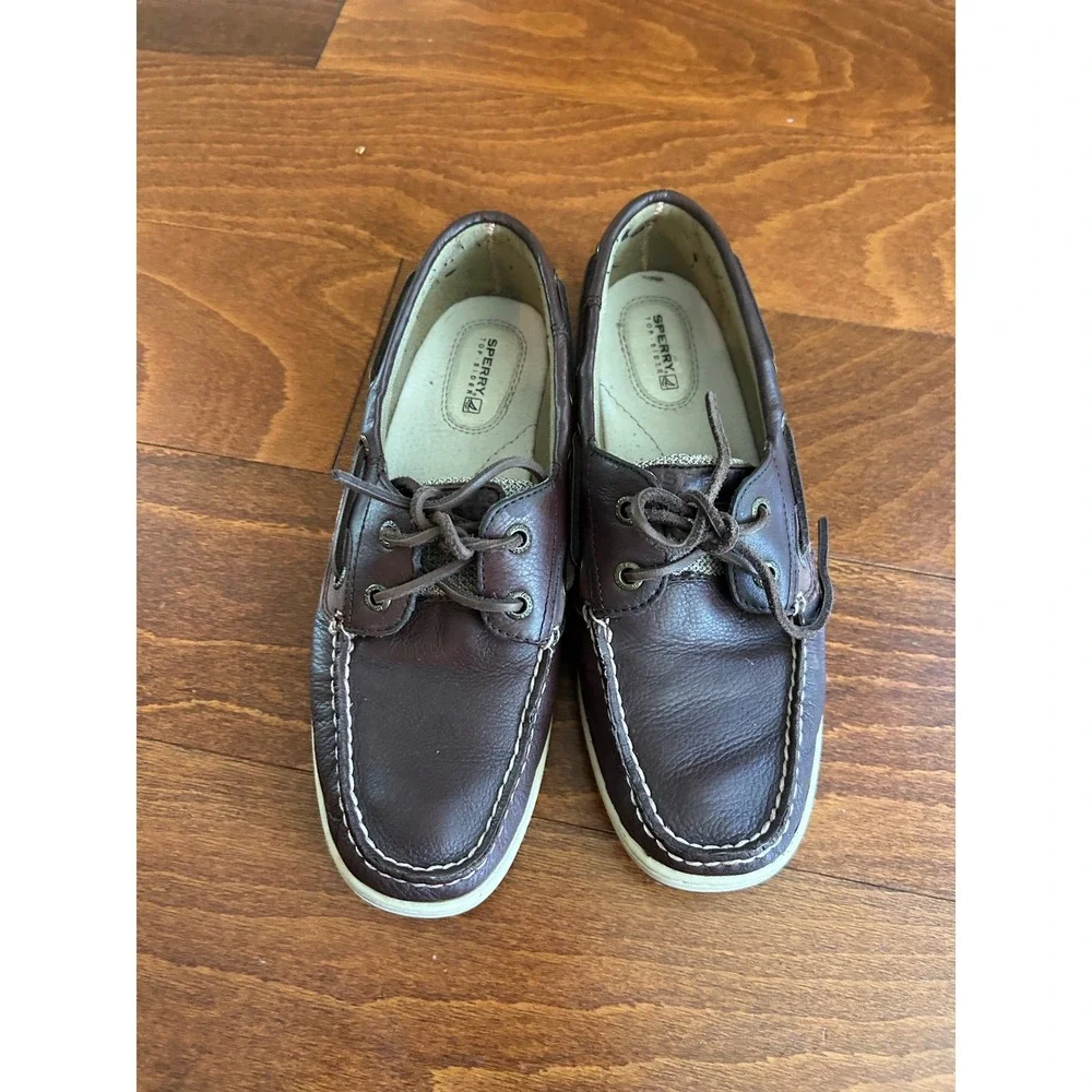 Sperry Top-Sider Billfish Boat Shoes Dark Brown Leather Mesh Mens 9.5 M 0739077